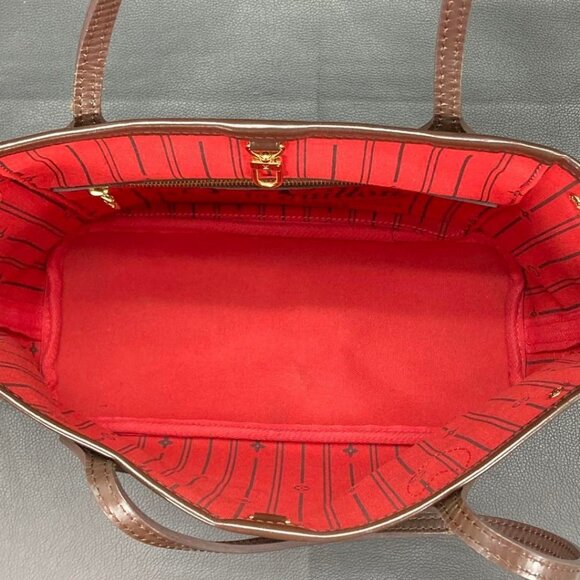 Authentic Louis Vuitton Neverfull PM Purse Damier Ebene Tote Shoulder Bag Red - Picture 11 of 15